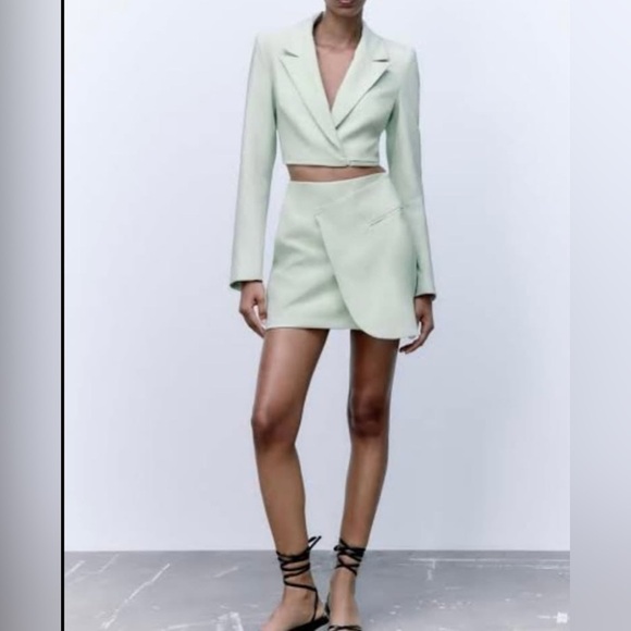 Mint green cut out blazer dress from zara brand NEW - Picture 3 of 7